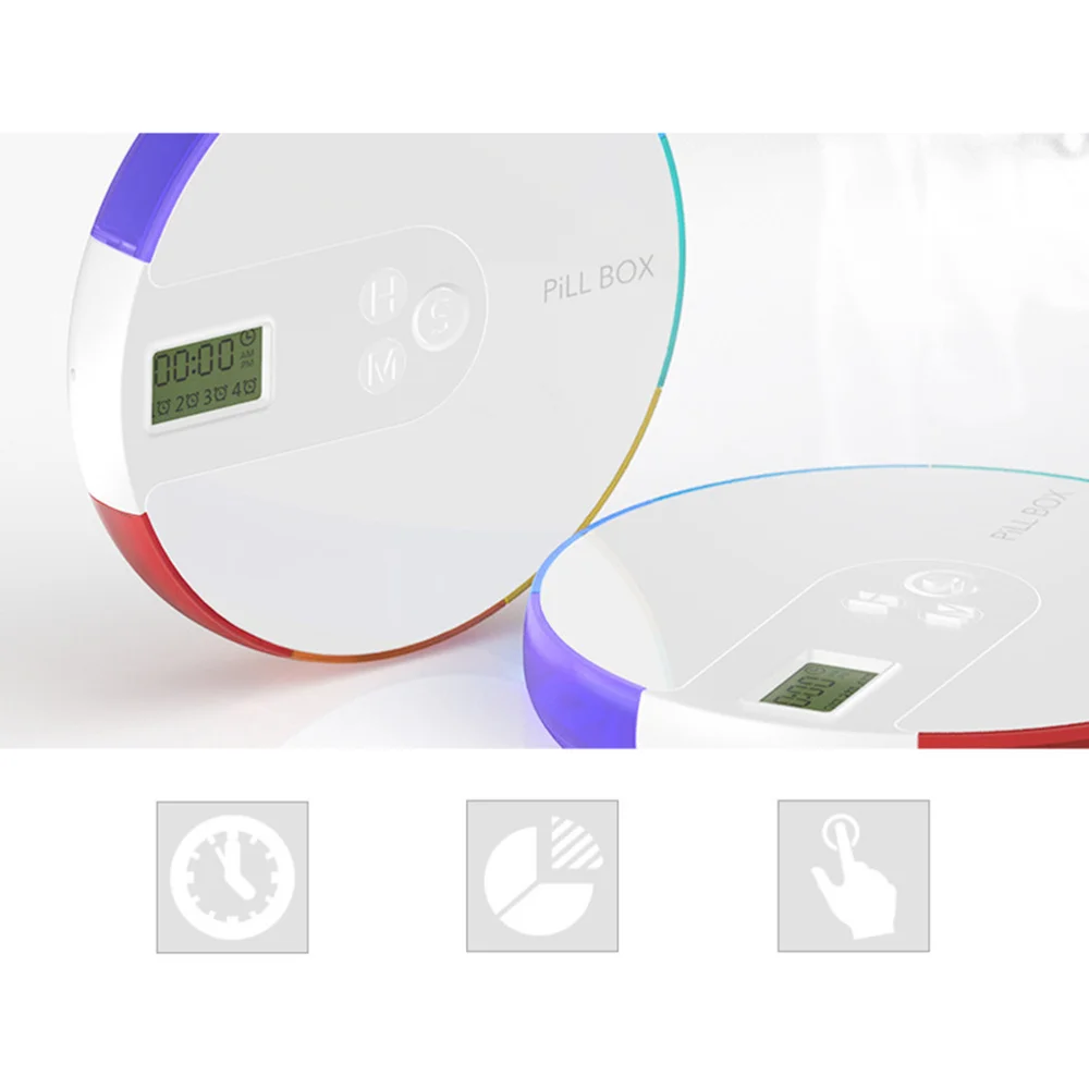

Portable Electronic Digital Pill Box Timer with Alarm Date Display Smart Pill Case Reminder