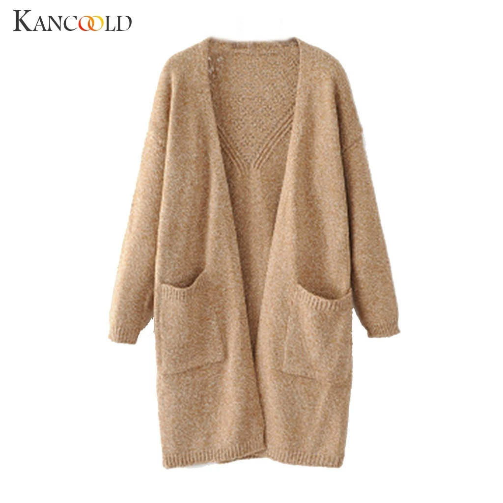 KANCOOLD пальто женские с длинным рукавом Твердые открытые спереди кардиганы джемпер свитера с карманом новые женские пальто и куртки 2019JUL30