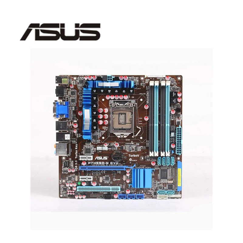 Для ASUS P7H55D-M EVO материнская плата LGA 1156 DDR3 16 ГБ для Intel H55 P7H55 десктопная SATA II PCI-E X16 б/у