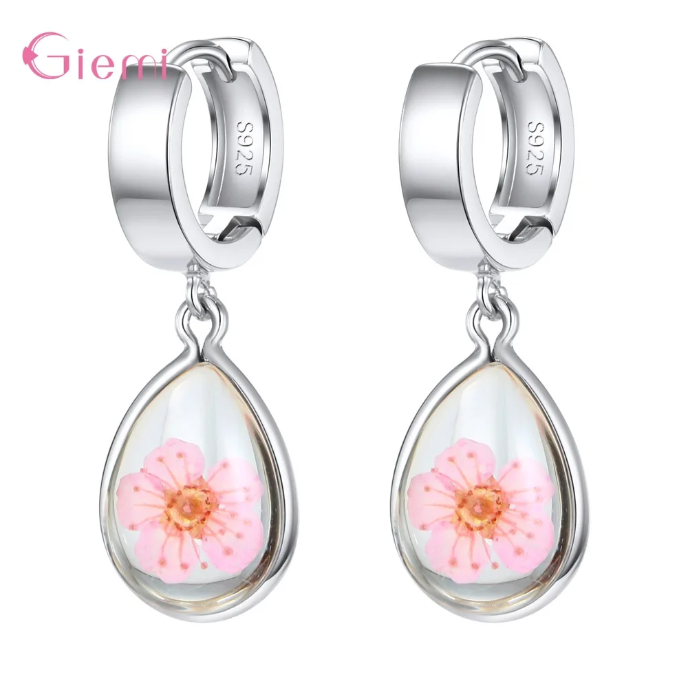 Женские серьги в форме ромашки из стекла с цветком простом стиле серебра 925 пробы