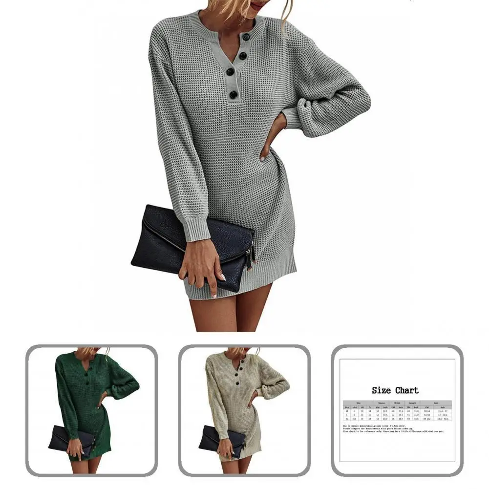 

Fabulous Sweater Dress Buttons Mini Sweet Women Dress Spring Dress Lady Dress