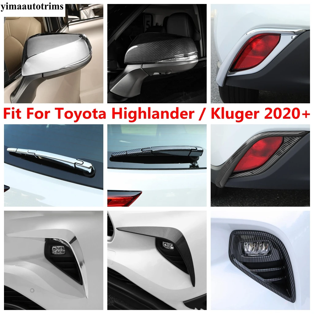 

Front Rear Fog Light Lamp / Rearview Mirror Cap / Window Wiper Cover Trim Accessories For Toyota Highlander / Kluger 2020 - 2023