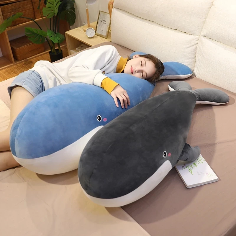 

50-150CM Giant Blue Whale Plush Toy Soft Stuffed Sea Animal Cartoon Children's Creative Birthday Anime Gift Girl Big Pillow