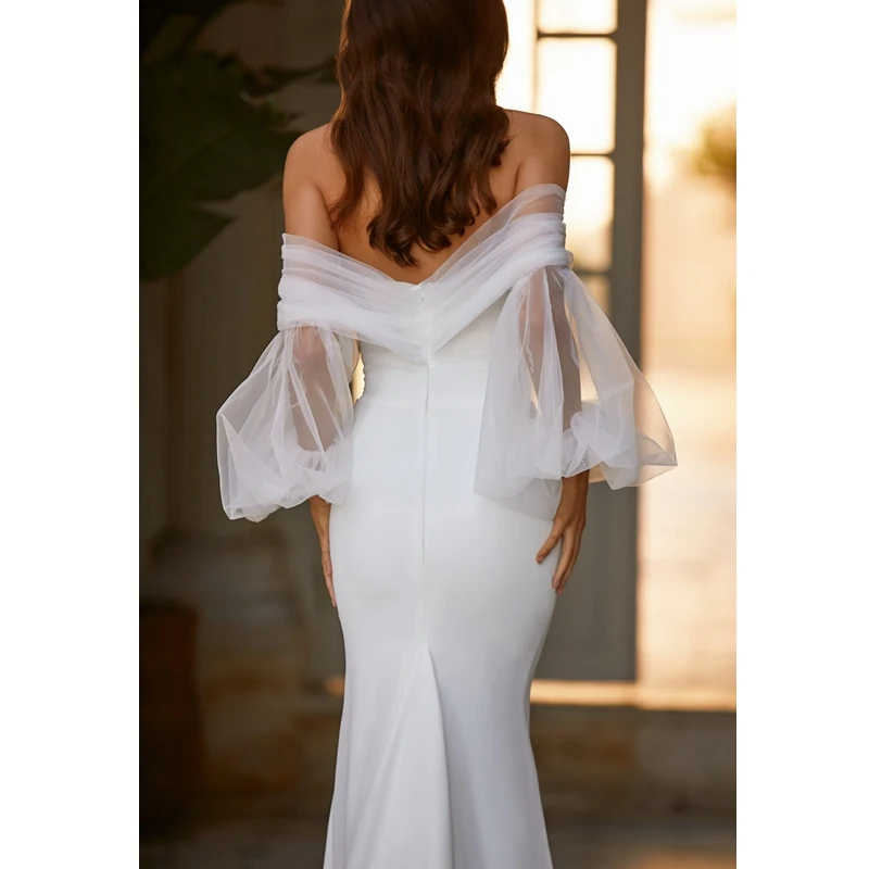 

WEPBEL Women's Elegant Mesh Dress Summer Sexy Slash Neck Backless High Waist Lantern Sleeve Slim Floor-Length Split Dress