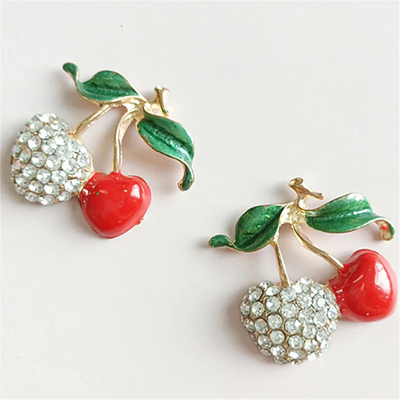 

20pcs/lot colorful fruits cherry pendant alloy enamel Charm DIY accessories of necklace bracelet headdress