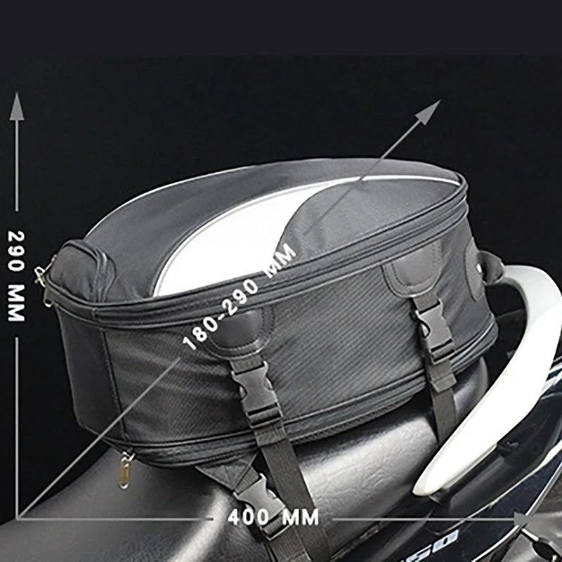 

Motorcycle Tail Bag Dual Use Motorcycle Seat Bag with Waterproof Cover 28L Expandable Luggage Storage Bag for Outdoor
