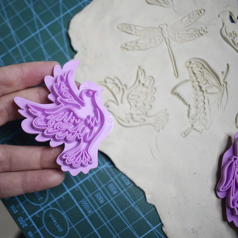 4 шт. Стрекоза бабочка Орел шаблон Керамика инструменты тиснение пресс штамп DIY