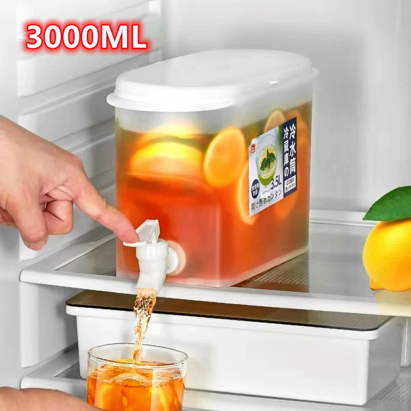 

3500Ml Cold Kettle With Faucet Refrigerator Fruit Teapot Summer Household Lemonade Bottle Large Container Heat Resistant Pitcher