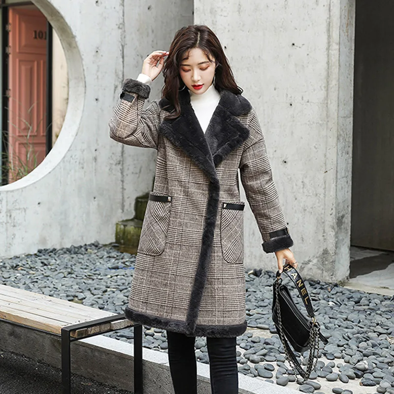 Высококачественное Брендовое элегантное шерстяное пальто в клетку на весну и