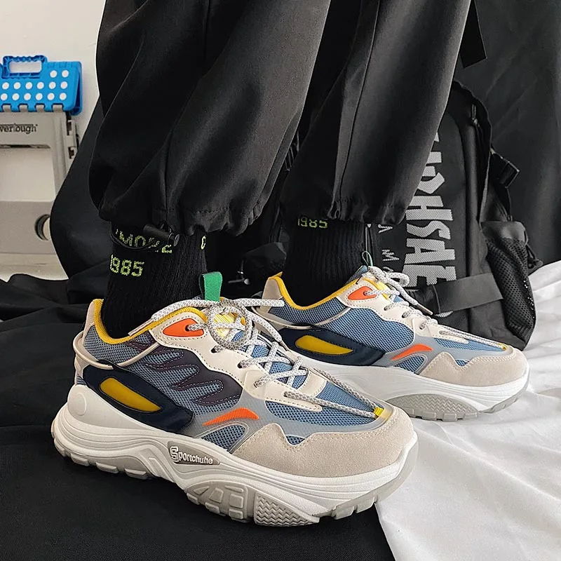 

Men Casual Shoes 2021 Street Style Fashion Designer Men's Chunky Sneakers Height Increasing Man Platform Shoes High Top Shoes