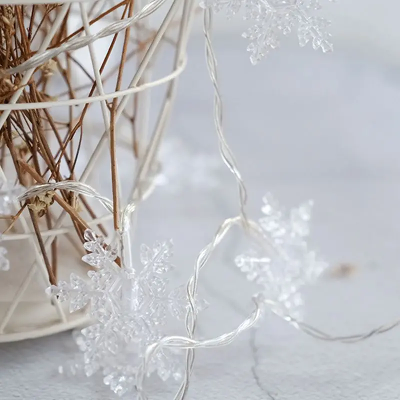 

Снежинка 20 светодиодный холодный белый Снежинка патио струнные огни для нового года Рождества коммерческий Декор сказочное освещение