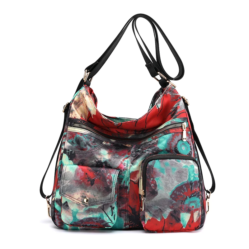 

Graffiti Printing Shoulder Bag for Women Rural style Floral multi-function Package Brand Large capacity Oxford Messenger Bag