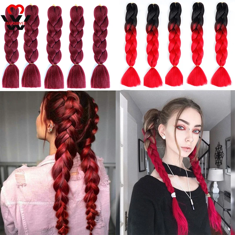 Пряди волос манвэй 24 дюйма Омбре синтетические Джамбо косички канекалон вязаные