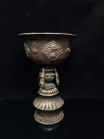 12chinese folk collection old bronze cinnabar lacquer eight treasures serving bowl wax table oil lamp candlestick worship