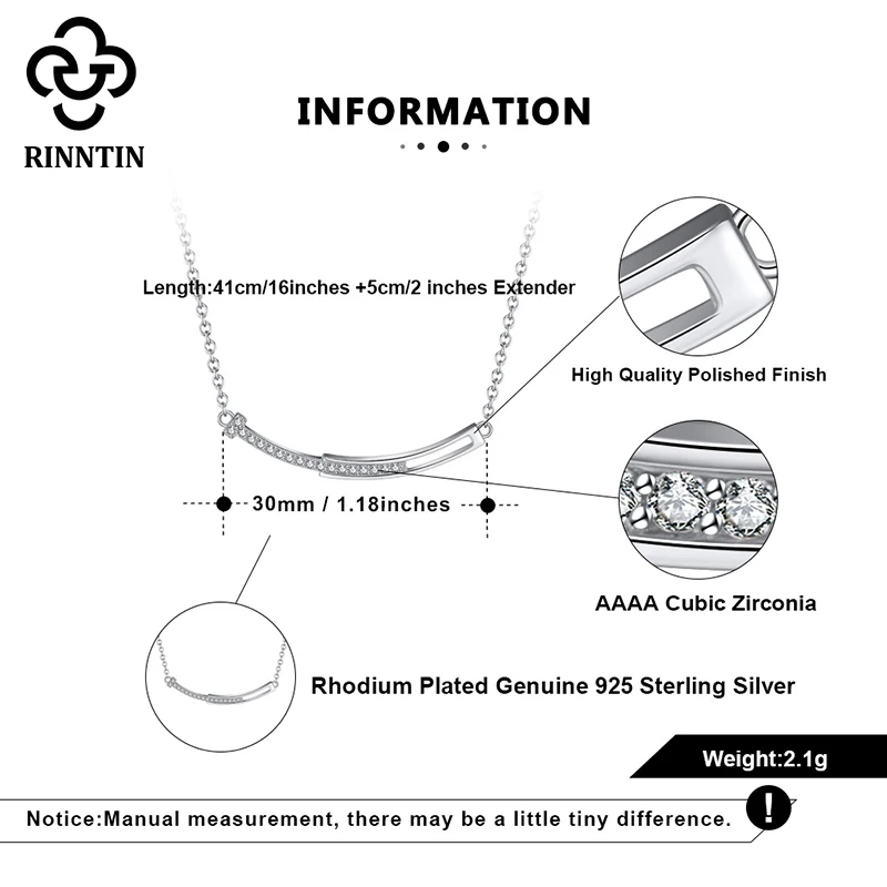 

Rinntin S925 Sterling Silver Smile Pedant Necklaces Original Design With Cubic Zircon Chic Women Necklace Party Jewelry SN285