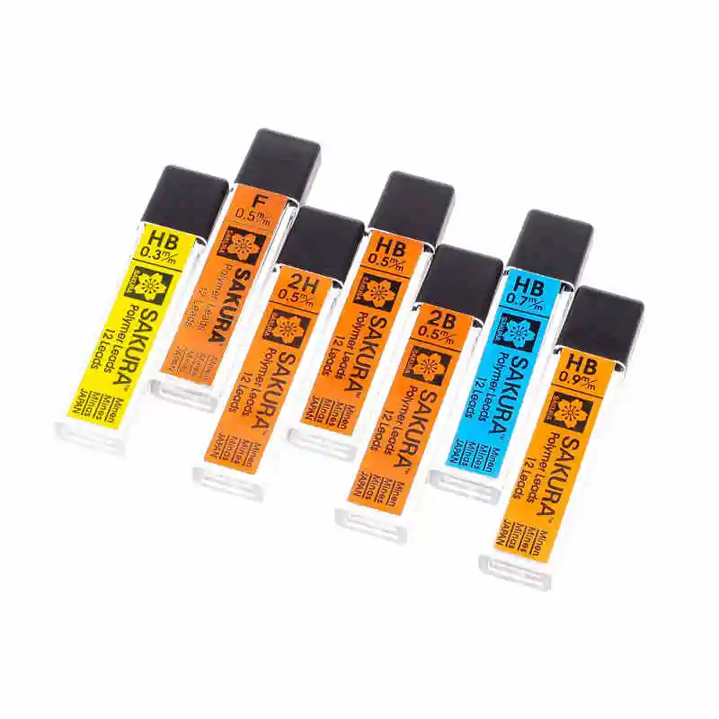 Сакура полимер приводит механический карандаш пополнения Замена 0 3 5 7 9 мм 12