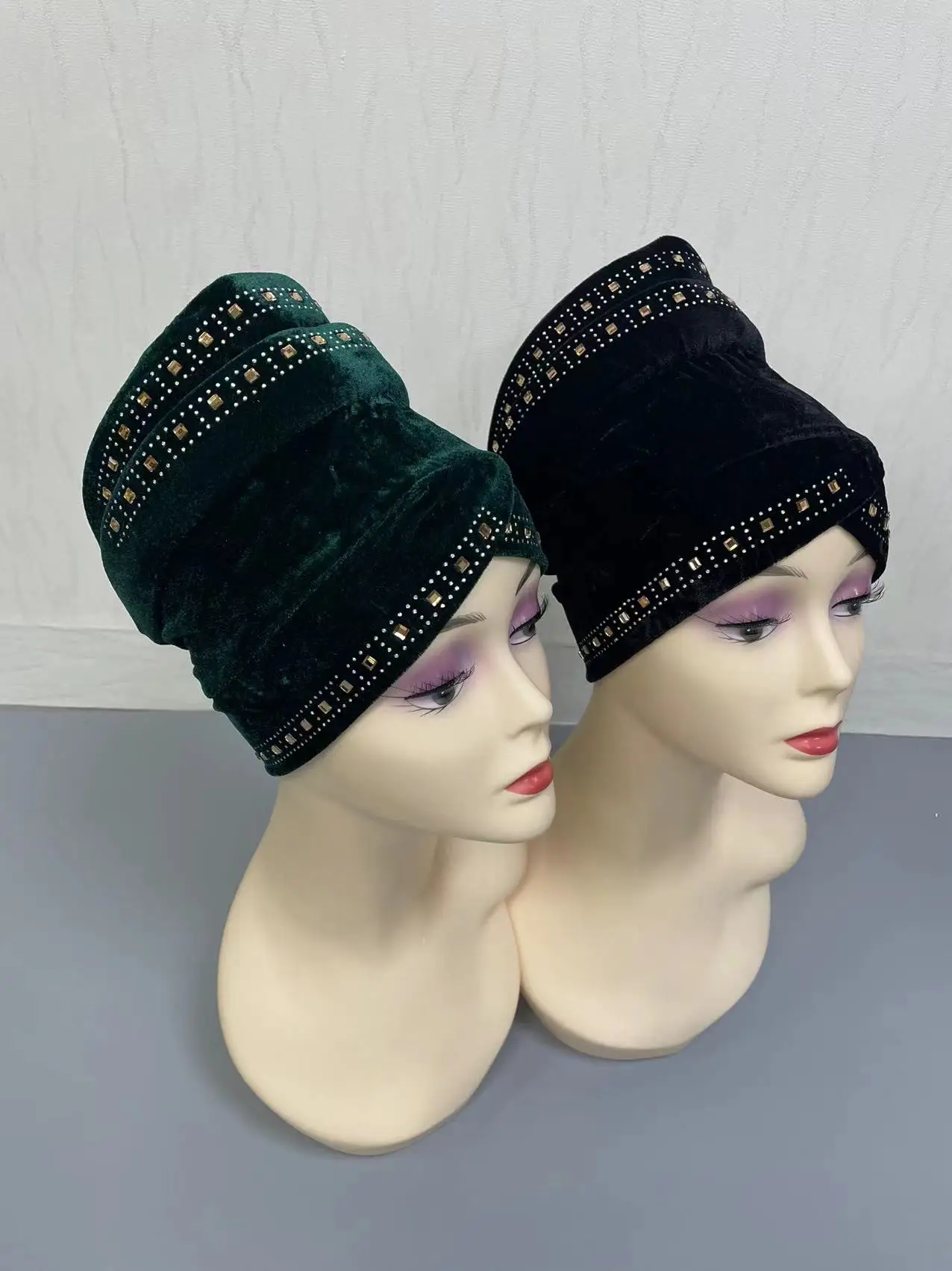 

Женский хиджаб с бархатными бриллиантами, Женский тюрбан, мусульманский головной платок, головной убор, головной убор в африканском стиле, Auto Oke 12