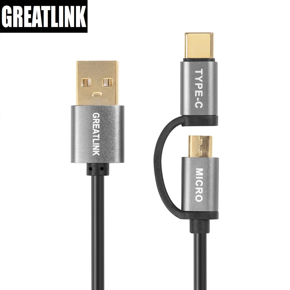 Кабель Micro USB для Samsung 2 в 1 кабель Type-C быстрой зарядки C и передачи данных телефона