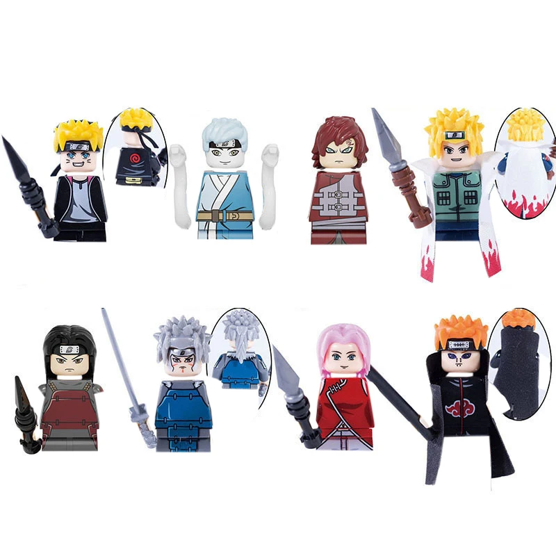 

8 Style Naruto Anime Characters Small Particles Children Assembling Action Figures Doll Building Block Toy Children Puzzle Gift