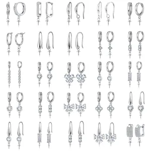 Новая мода 925 стерлингового серебра DIY ювелирных изделий для украшения серьги аксессуары Компоненты кубический циркон разъем под залог