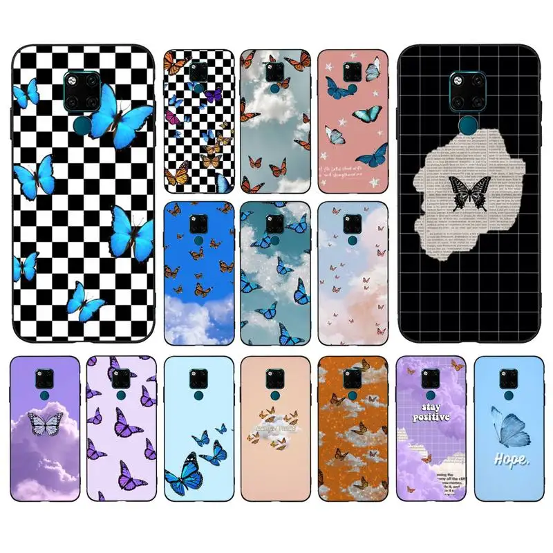 

MaiYaCa Checks Blue Butterfly Phone Case for Huawei Mate 20 10 9 40 30 lite pro X Nova 2 3i 7se