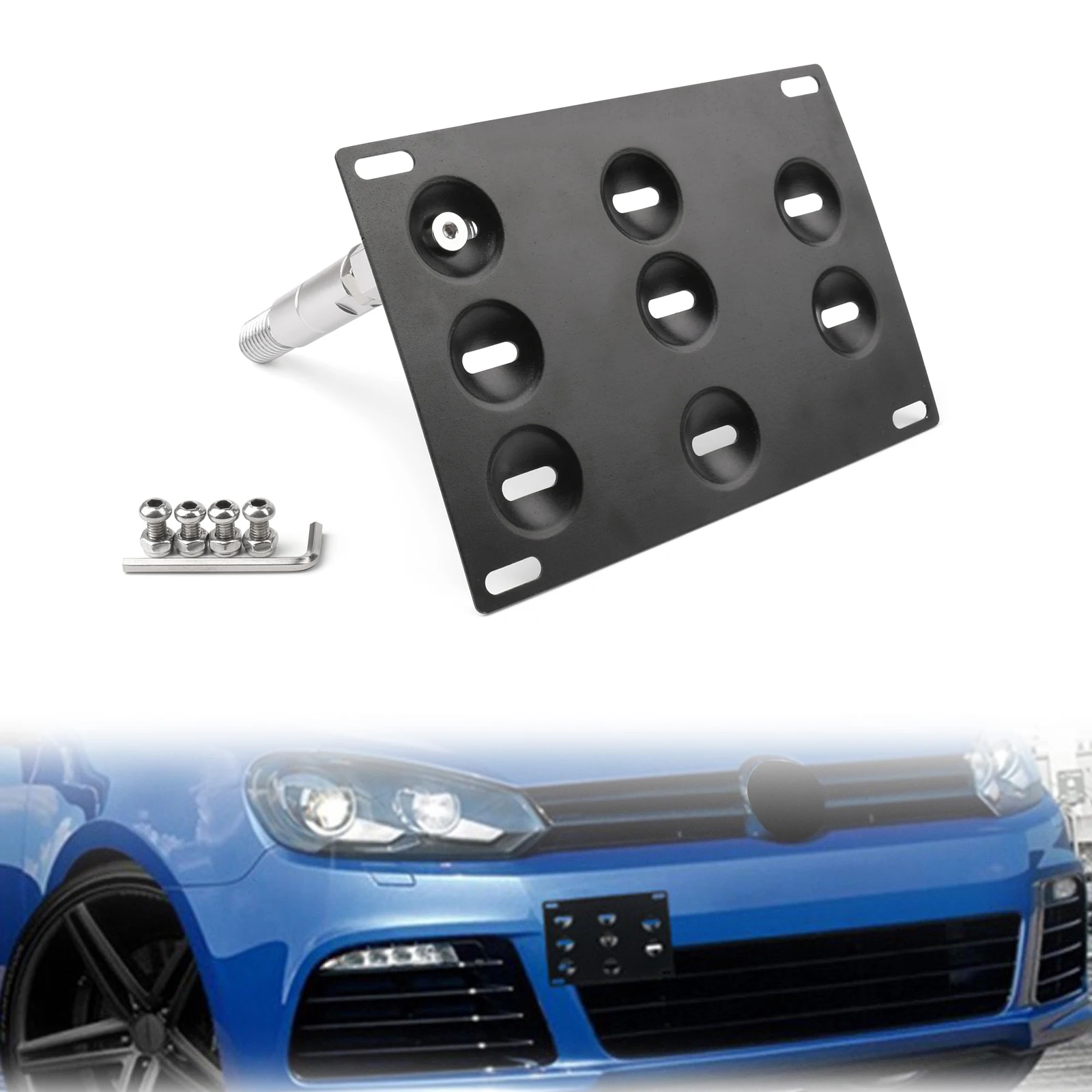 Topteng Front Bumper Tow Hook License Plate Mounting Holder Bracket For VW Golf