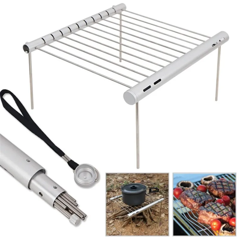 

1PC Foldable Stainless Steel BBQ Grill Rack Portable Camping Mini BBQ Grill Rack Barbecue Accessories For Home And Outdoor Use