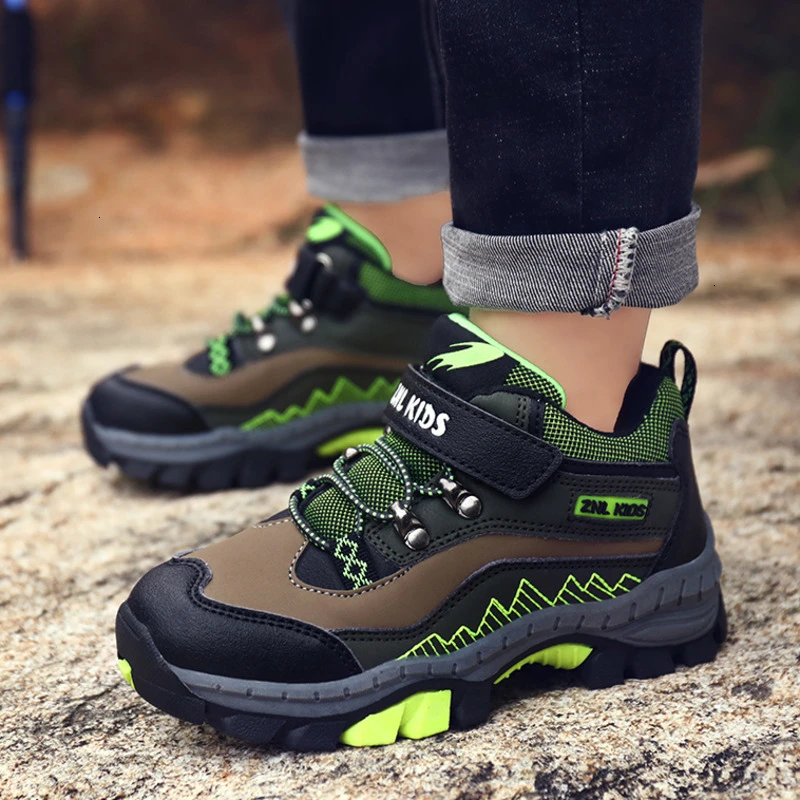 Зимняя детская обувь кожаная Осенняя Водонепроницаемая теплая спортивная для