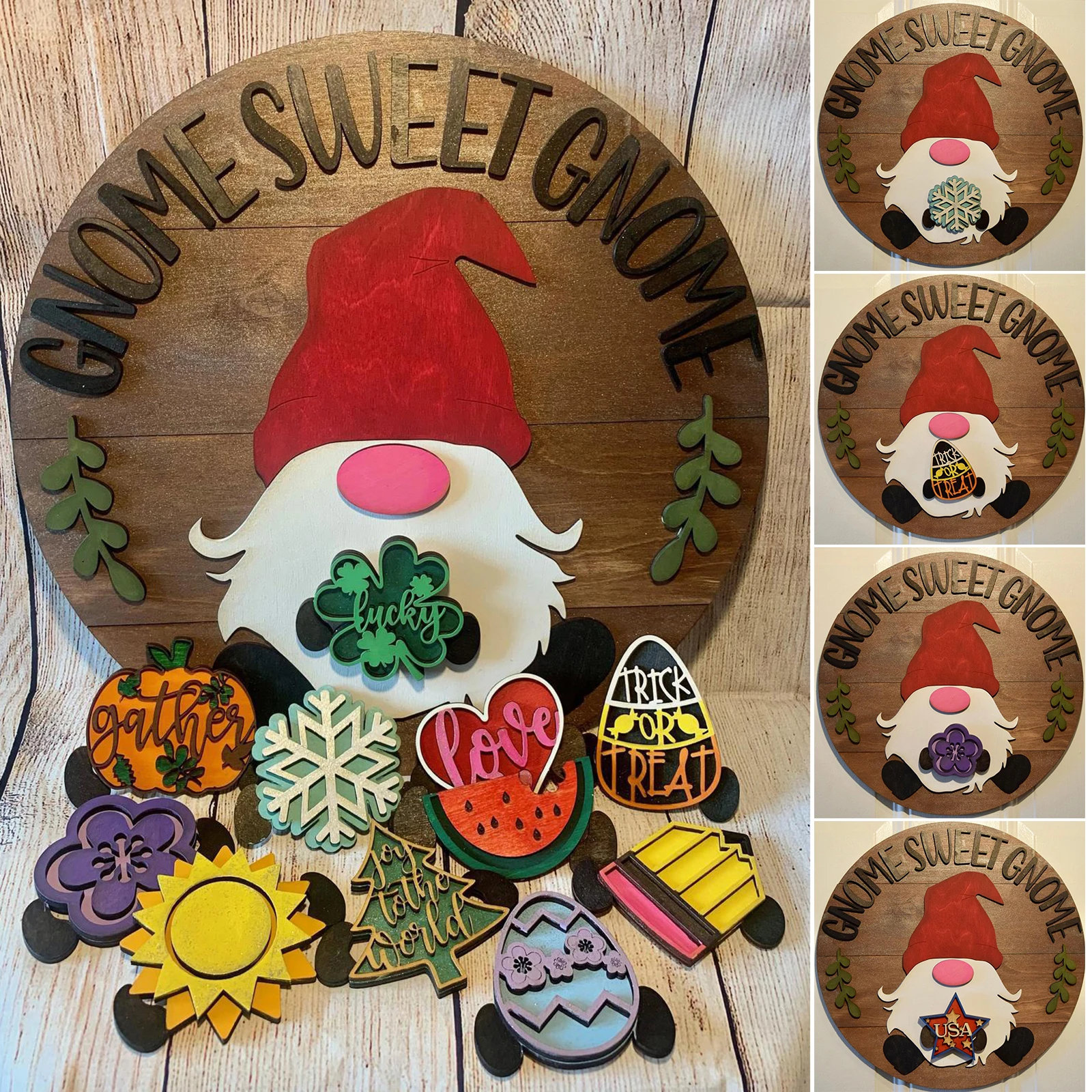 

декор Interchangeable Gnome Sign Creative DIY Gnome Sign Wooden Sign Kit Hanging Sign Home Store Decoration декор для дома