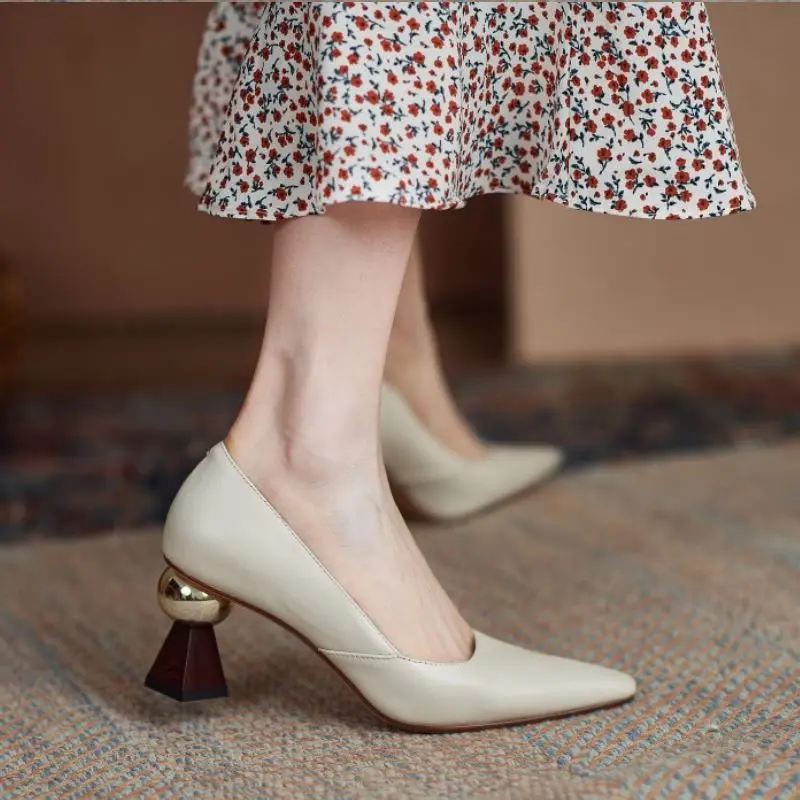 

Rizabina Real Leather Size 33-40 Women Pumps Fashion High Heel Shoes Woman 2021 New Style Spring Office Lady Daily Footwear