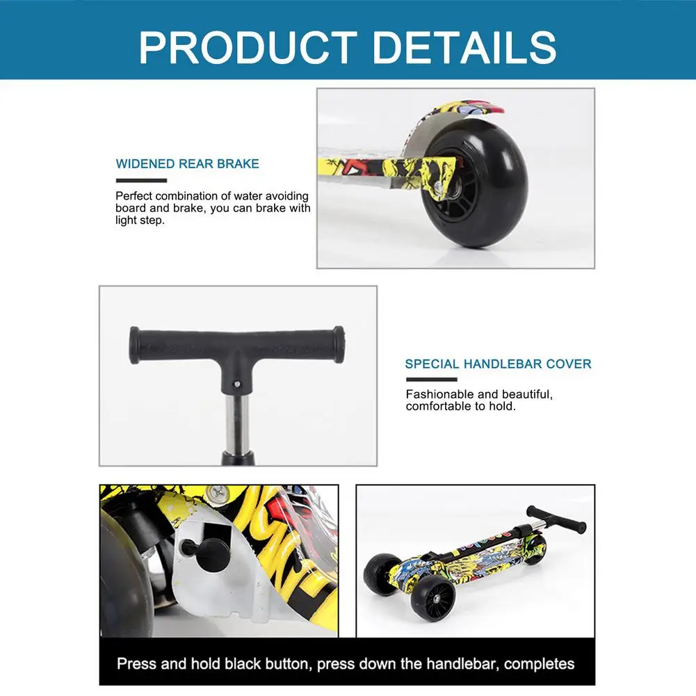 

Children's Scooter High Quality Lightweight Fast Folding Adjustable Height Widened Pedals Strong Bearing Capacity Scooter