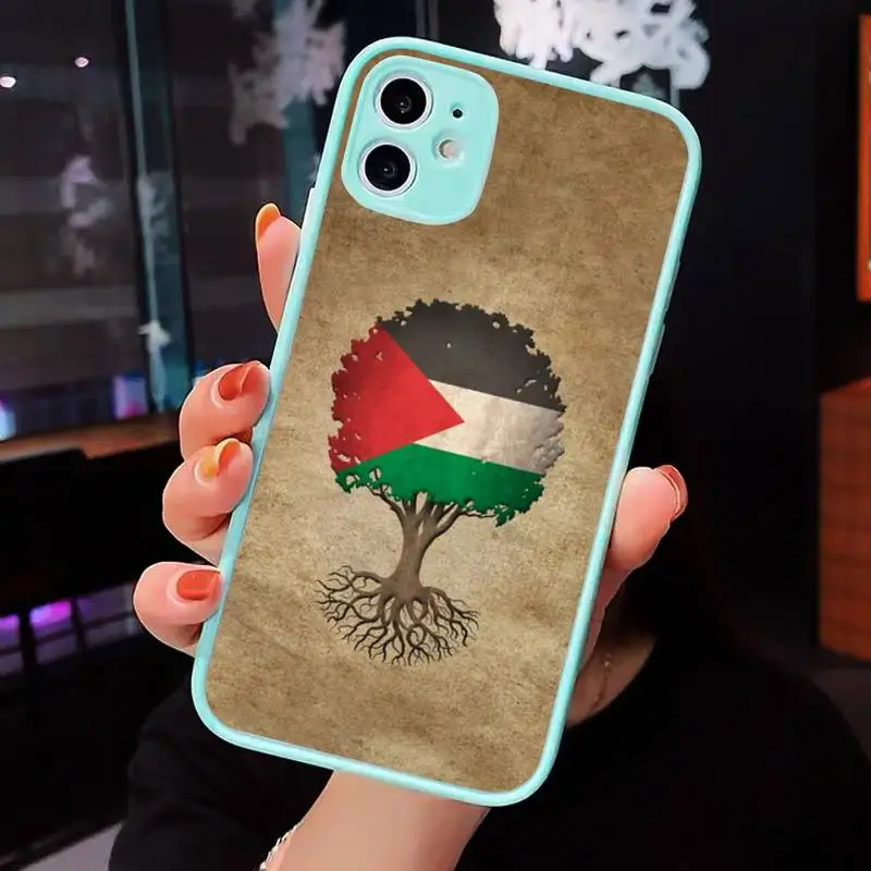 

Palestine Flag Phone Case For iPhone 12 11 Mini Pro XR XS Max 7 8 Plus X Matte transparent blue Back Cover