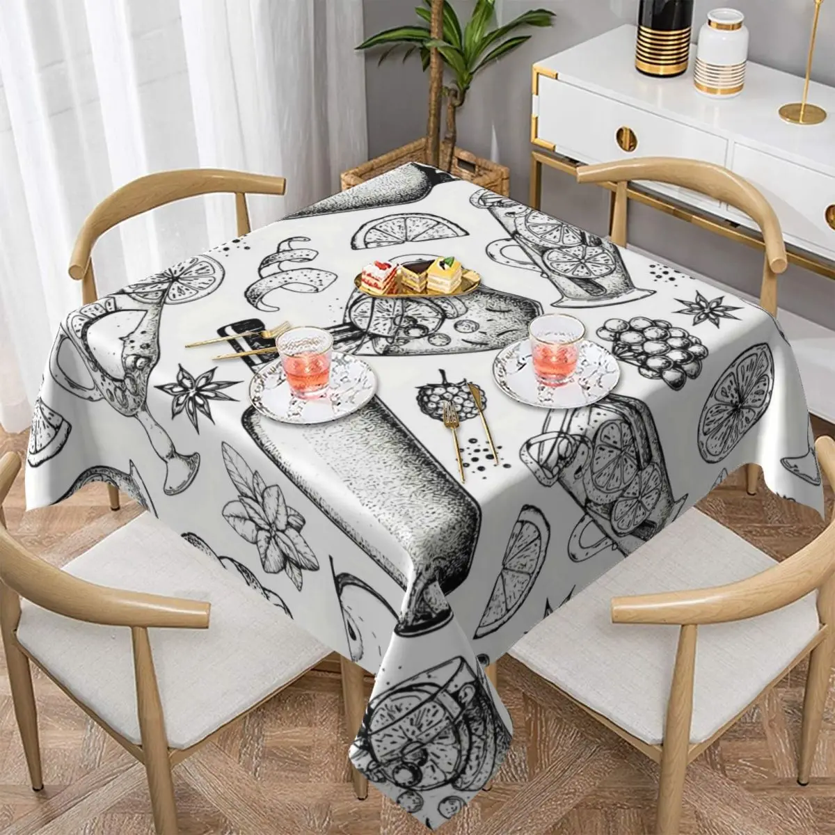 

2022 Christmas New Year Square Tablecloth Plaid Dust Proof Scratch Resistant Printed Table Cloth For Home Holiday Decoration