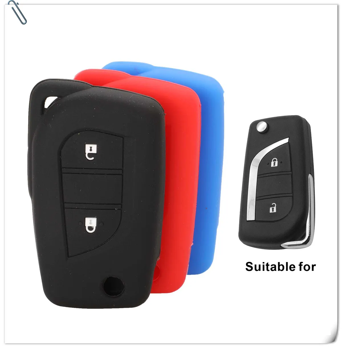 Jingyuqin 2 кнопки чехол для ключа автомобиля силиконовый чехол для Toyota Hilux Corolla avensis Prado Fortuner RAV4 CHR оболочки аксессуары