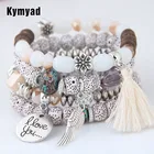 Браслеты Kymyad с бусинами в богемном стиле, браслеты с кисточками и крыльями, браслеты с подвесками для женщин, бижутерия, браслеты, многослойные браслеты, наборы