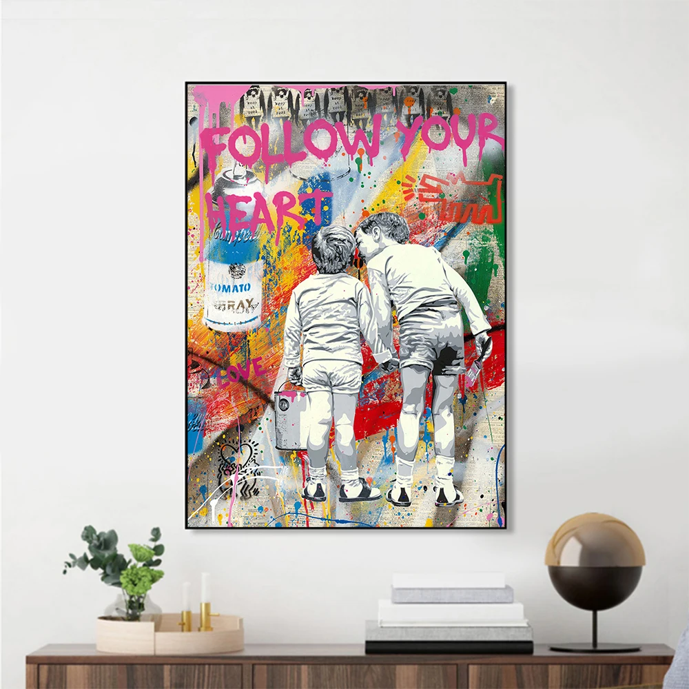 

Картины на холсте «Следуй за сердцем», абстрактное искусство, плакаты и принты, настенные картины для домашнего декора