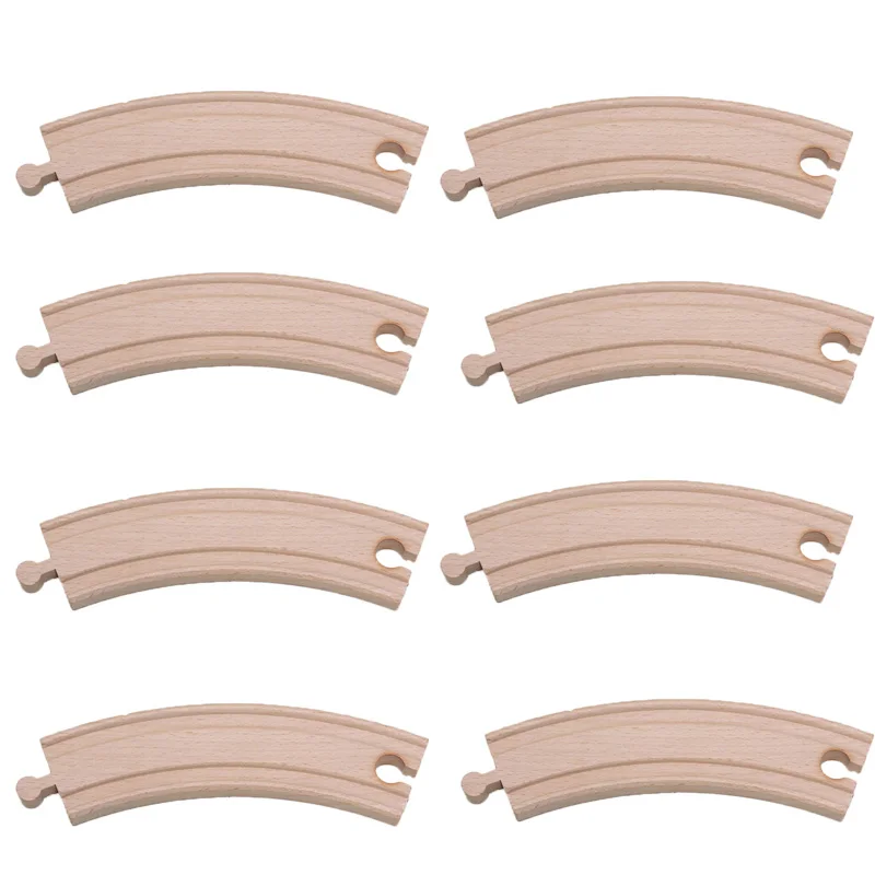 

16.8cm 8pcs/lot Wooden Train Tracks Curved Tracks Set Educational Blocks Toys Railway Accessories bloques de