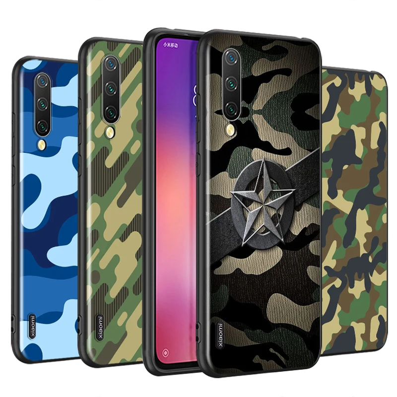 

For Xiaomi Mi 11i 11 10T 10i 9T 9 A3 8 Note 10 Ultra Lite Pro 5G CC9 SE Black Soft Cover Camouflage Pattern Phone Case
