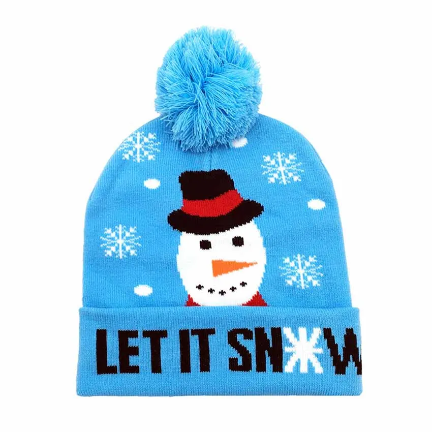 

Christmas Hat Sweater Knitted Beanie Christmas Light Up Knitted Hat Christmas Gift for Kids Xmas New Year Decorations