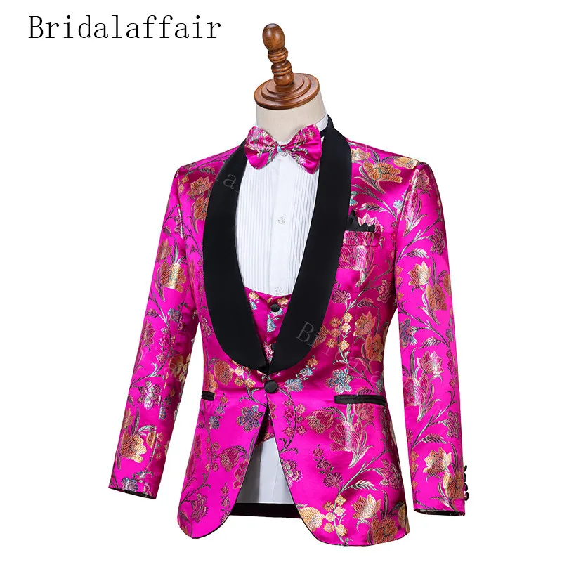 Брендовый дизайнерский яркий костюм Bridalaffair с цветочной вышивкой Мужская шаль