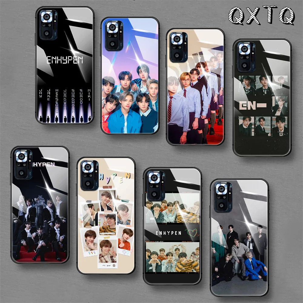 

ENHYPEN Kpop Boy Tempered Glass Smart Phone Case For Xiaomi Redmi Note 7 8 9 10 K 30 40 S A C T 5G Pro Cover Cell Trend Hoesjes