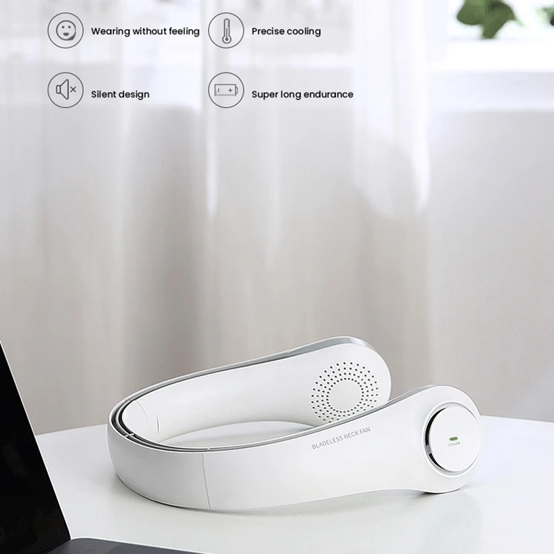 2021 Новый мини вентилятор без лопасти портативный шейный 2400 мАч USB перезаряжаемый