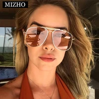 mizho 2022 oversized sunglasses women luxury brand designer shades big large pilot metal frame uv400 glasses womens