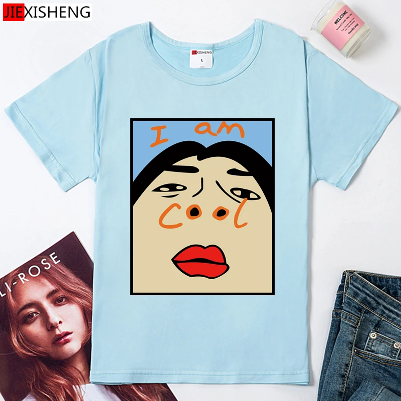 Модный стиль я с классным принтом в виде букв для женщин Футболка 2020 летняя