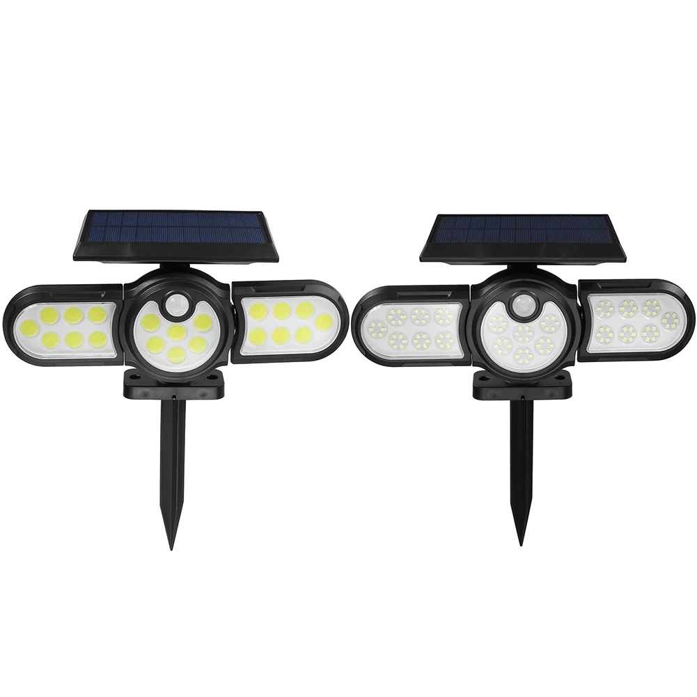 

LED Solar Power 3-Head Rotatable Wall Light Waterproof Lawn Stakes Sensor Light