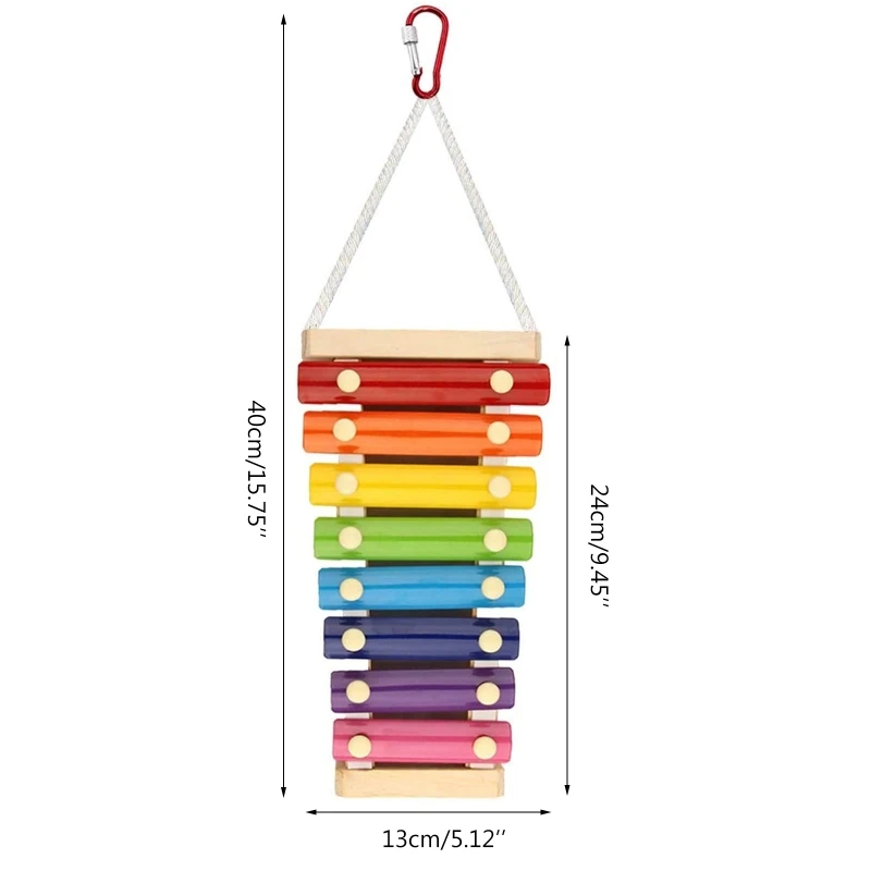 

Chicken Xylophone Toy for Hens Suspensible Wood Chew Toy with 8 Keys Pecking Toy
