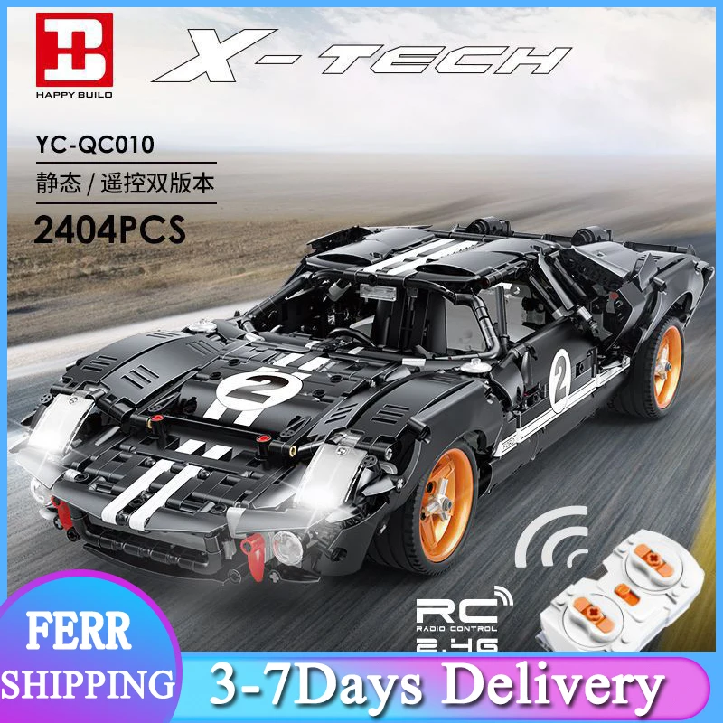 

2021 YC-QC010 RC Technical Car motors GT40 MK I Racing Car Model 2404PCSBuilding Block Brick Kids Educational DIY Toys