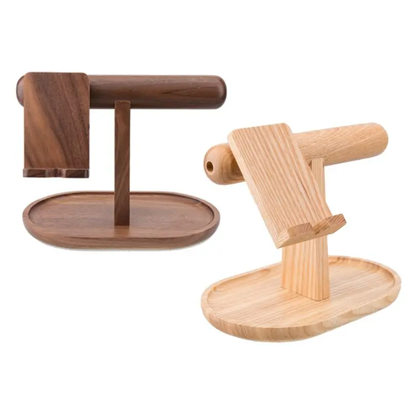 

Wooden Mobile Phone Holder Watch Bangle Bracelet Sundries Storage Rack Home Office Desktop Organizer