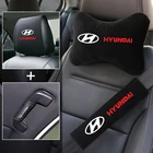 Комплект для автомобильного сиденья с вышивкой логотипом Наволочка на шею подголовник наволочки для ремня безопасности накладка на ручку для Hyundai Tucson Elantra IX35 Santa fe i30