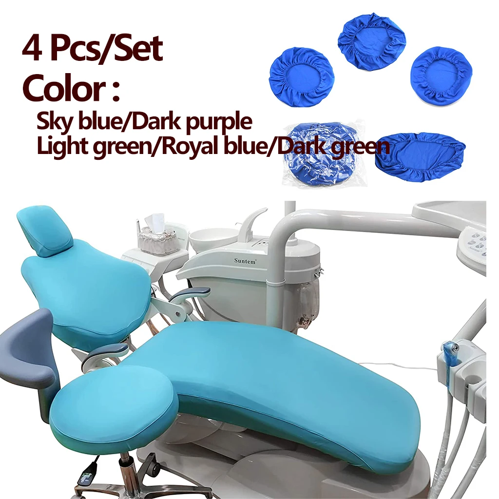 Funda de tela para silla Dental, Protector lavable para sillón de dentista, reposacabezas, 4 unids/set por juego